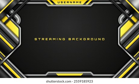 Streaming Background in Black, Silver and Yellow Theme for Live Gaming and Streaming Overlays