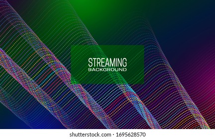 Streaming background design of colorful wavy strings. Abstract background for banner, flyer or music poster.