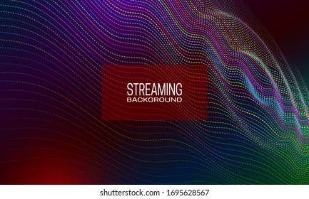 Streaming background design with multicoloured strings. Abstract background for banner, flyer or music poster.