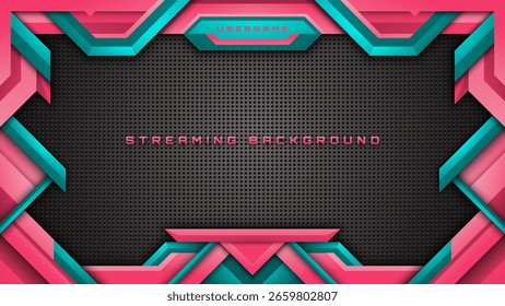 Fondo de transmisión en verde azulado y rosa, fondo de superposición de juegos Abstractas para transmisión en vivo y deportes electrónicos