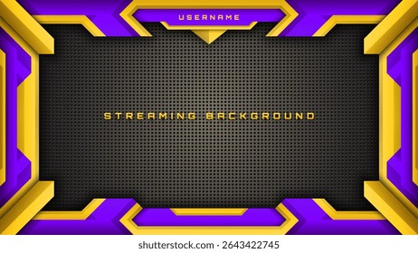 Streaming Background in Violet and Yellow, Stream Overlay Backdrop Design Template, Abstract Digital Screen Layout for Video Content Creators and Gamers