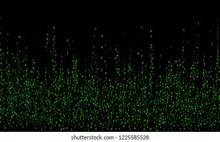 Streaming binary code cyber background. Big data concept, neon row matrix vector. Data technology computer backdrop. Binary numbers 1, 0. Zero, one numbers cyber monday sale background.