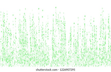 Streaming binary code cyber background. Big data concept, neon row matrix vector. Information decryption and encryption backdrop. Binary numbers 1, 0. Zero, one numbers cyber monday sale background.