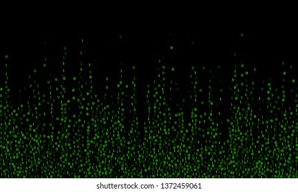 Streaming binary code cyber background. Big data concept, neon row matrix vector. Information decryption and encryption backdrop. Binary numbers 1, 0. Zero, one numbers cyber monday sale background.