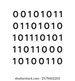 Streaming Binary Code Matrix Thin Line Icon. Computer Code System, Data Encryption Linear Pictogram. Web Development, Languages, Script, Decryption and Encryption Contour Illustration