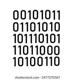 Icono de Vector de matriz de código binario de transmisión aislado sobre fondo blanco.