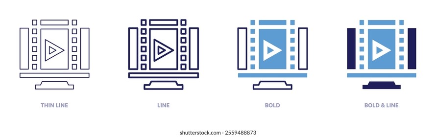Streaming bots icon in 4 different styles. Thin Line, Line, Bold, and Bold Line. Duotone style. Editable stroke.