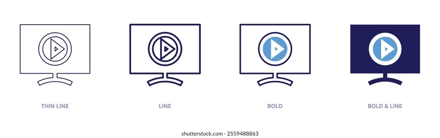 Streaming chat icon in 4 different styles. Thin Line, Line, Bold, and Bold Line. Duotone style. Editable stroke.