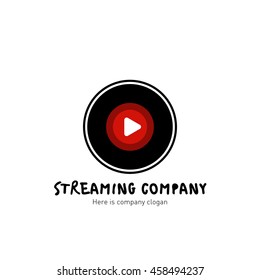 Streaming Company Logo. Vinyl Record Icon. Vector Illustration