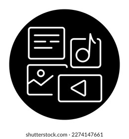 Icono de línea negra de contenido de streaming. Promoción en línea. Pictograma para página web.