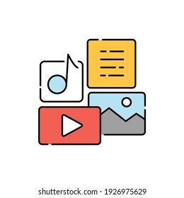Icono de línea de color de contenido de streaming. Pictograma para página web, aplicación móvil, promoción. elemento de diseño de interfaz gráfica de usuario (GUI) de UI UX. Trazo editable.