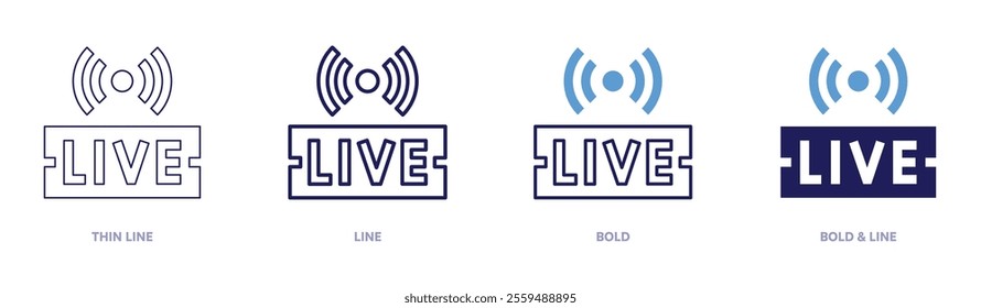 Streaming delay icon in 4 different styles. Thin Line, Line, Bold, and Bold Line. Duotone style. Editable stroke.