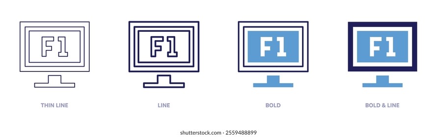 Streaming documentaries icon in 4 different styles. Thin Line, Line, Bold, and Bold Line. Duotone style. Editable stroke.