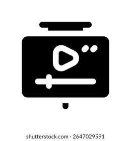 streaming glyph icon. Strong and solid vector icon for websites, mobile interfaces, presentations, and visual branding. High quality and easy to edit.