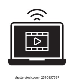 Streaming glyph, mini illustration icon. use for modern concept, print, UI, UX kit, web and app development. Vector EPS 10, related to entertainment, festival, funfair and hobbies.