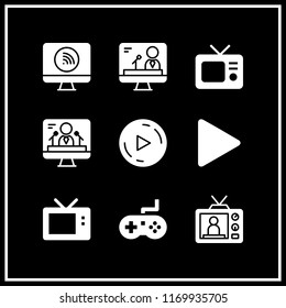 streaming icon. 9 streaming vector set. play button, game and television icons for web and design about streaming theme