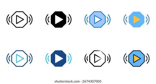 Ícone de streaming define coleção de vários estilos 
