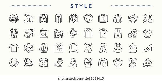 Streaming icon set. Stream thin web icons. Thin linear style icons. Live linear icon collection. Editable vector art.