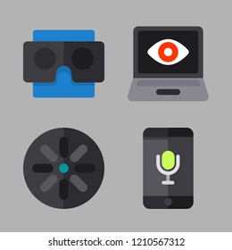 streaming icon set. vector set about game, voice recognition and stereoscope icons set.