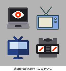 streaming icon set. vector set about game, television and stereoscope icons set.