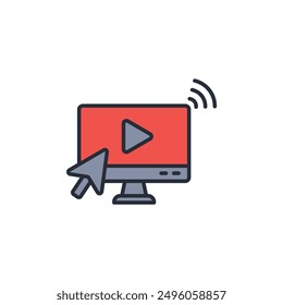 streaming icon. vector.Editable stroke.linear style sign for use web design,logo.Symbol illustration.