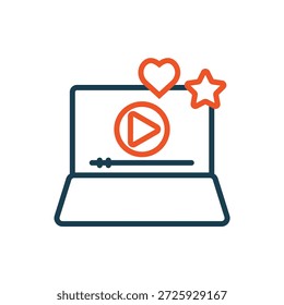 streaming icons outline and Flat Style,transparent background