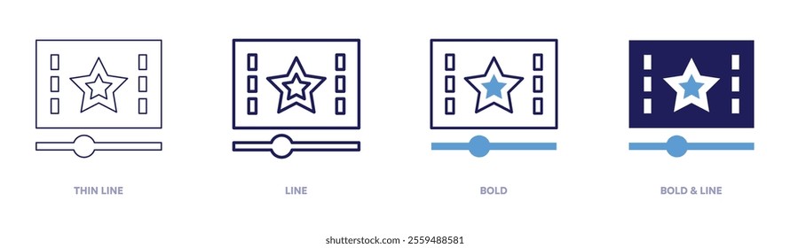 Streaming limits icon in 4 different styles. Thin Line, Line, Bold, and Bold Line. Duotone style. Editable stroke.