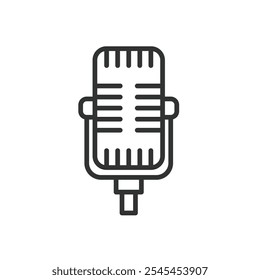 Streaming microphone, icon in line design. Streaming, microphone, audio, podcast, recording, broadcast, voice on white background vector. Streaming microphone editable stroke icon