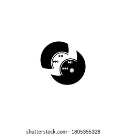 Streaming Music Startup Logo, Stylized image of a music player, illustration in black using rounded shapes, vector logotype for design and ceativity