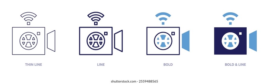 Streaming news icon in 4 different styles. Thin Line, Line, Bold, and Bold Line. Duotone style. Editable stroke.