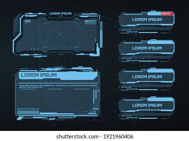 Streaming Panel Overlay Design Template. Creative HUD Futuristic Square Frame, Virtual Tech Display, Element For User Interface Design.  Vector Illustration