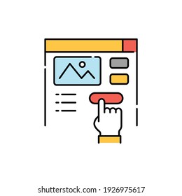 Icono de línea de color de la suscripción a la plataforma de streaming. Pictograma para página web, aplicación móvil, promoción. elemento de diseño de interfaz gráfica de usuario (GUI) de UI UX. Trazo editable.