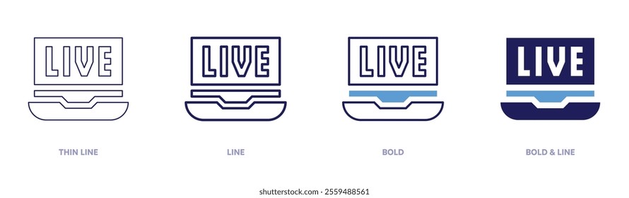 Streaming platforms icon in 4 different styles. Thin Line, Line, Bold, and Bold Line. Duotone style. Editable stroke.