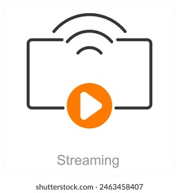 Streaming and play icon concept