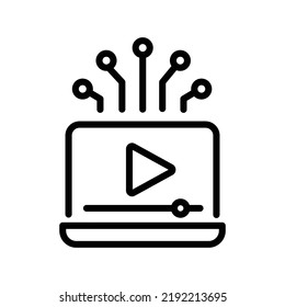 Streaming service black line icon. Online promotion. Pictogram for web page.