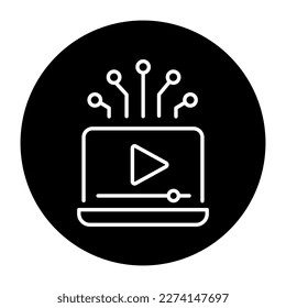 Icono de línea negra del servicio de streaming. Promoción en línea. Pictograma para página web.