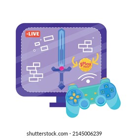 Streaming service concept videogame on a screen Vector