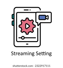 Streaming Setting Filled Outline Icon Design Illustration. Online-Steamingsymbol auf weißem Hintergrund EPS10-Datei