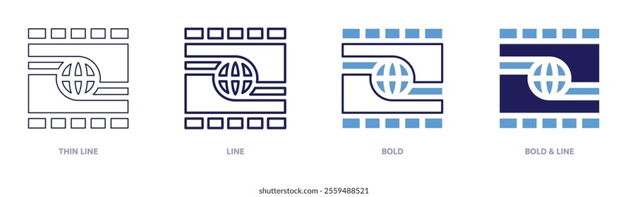 Streaming trends icon in 4 different styles. Thin Line, Line, Bold, and Bold Line. Duotone style. Editable stroke.