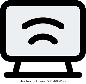 Icono de Vector de TV en streaming en estilo moderno, dispositivo de entretenimiento digital e ilustración de tecnología de transmisión inteligente. Icono de línea llena