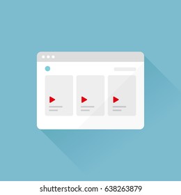 streaming video in the browser window / social media / on-line TV, live web cast concept 