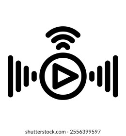 Streaming video icon with simple and line style
