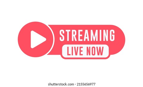 Streaming Video, etiqueta de vector de color Live Now