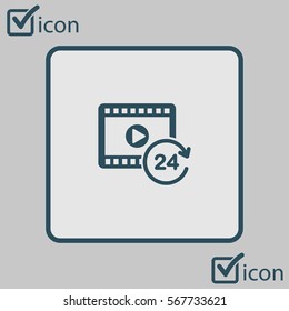 Streaming video symbol. Movie premiere. Live video Calendar.
