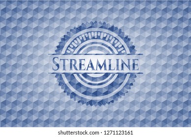 Streamline blue badge with geometric pattern.