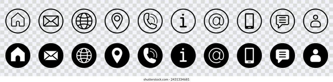 "Streamline communication with our Contact Icons Business Card Set. Essential symbols including user, home, phone, email, and more. Ideal for professional designs."