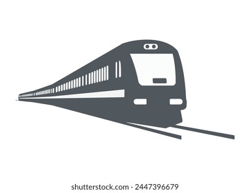 Optimice el giro del tren de cercanías de varias unidades diésel. Ilustración de silueta en vista en perspectiva.