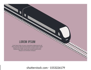 Streamline passenger train silhouette. Simple illustration in isometric view.