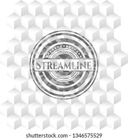 Streamline realistic grey emblem with cube white background