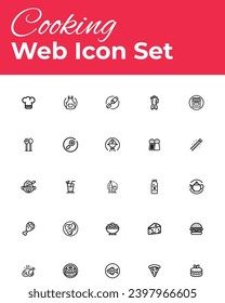 Iconos web de cocina y cocina optimizados, ideales para sitios culinarios, aplicaciones y presentaciones. Simple, elegante y fácil de usar para cualquier diseño